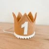 Cutest Little Party Party Time # 1 Toast Felt + White Pom Trim + White Crown