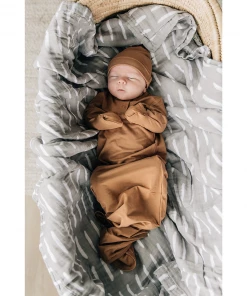 Mebie Baby Mustard Bamboo Knotted Gown Preemie + Newborn