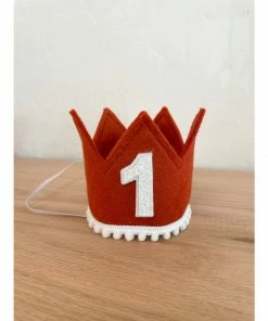 Cutest Little Party Party Time # 1 Copper Felt + White Pom Trim + White Crown