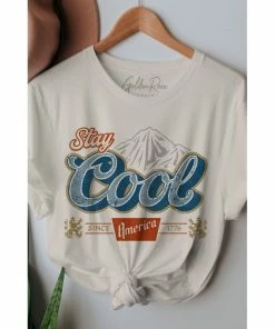J+j Stay Cool Cream America Tee Graphic Tees