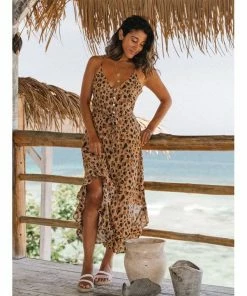 J+j Dresses Animal Print Tie Round Hem Dress
