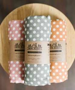 Mini Wander Polka Dot Amber Muslin Swaddle Swaddles + Blankets