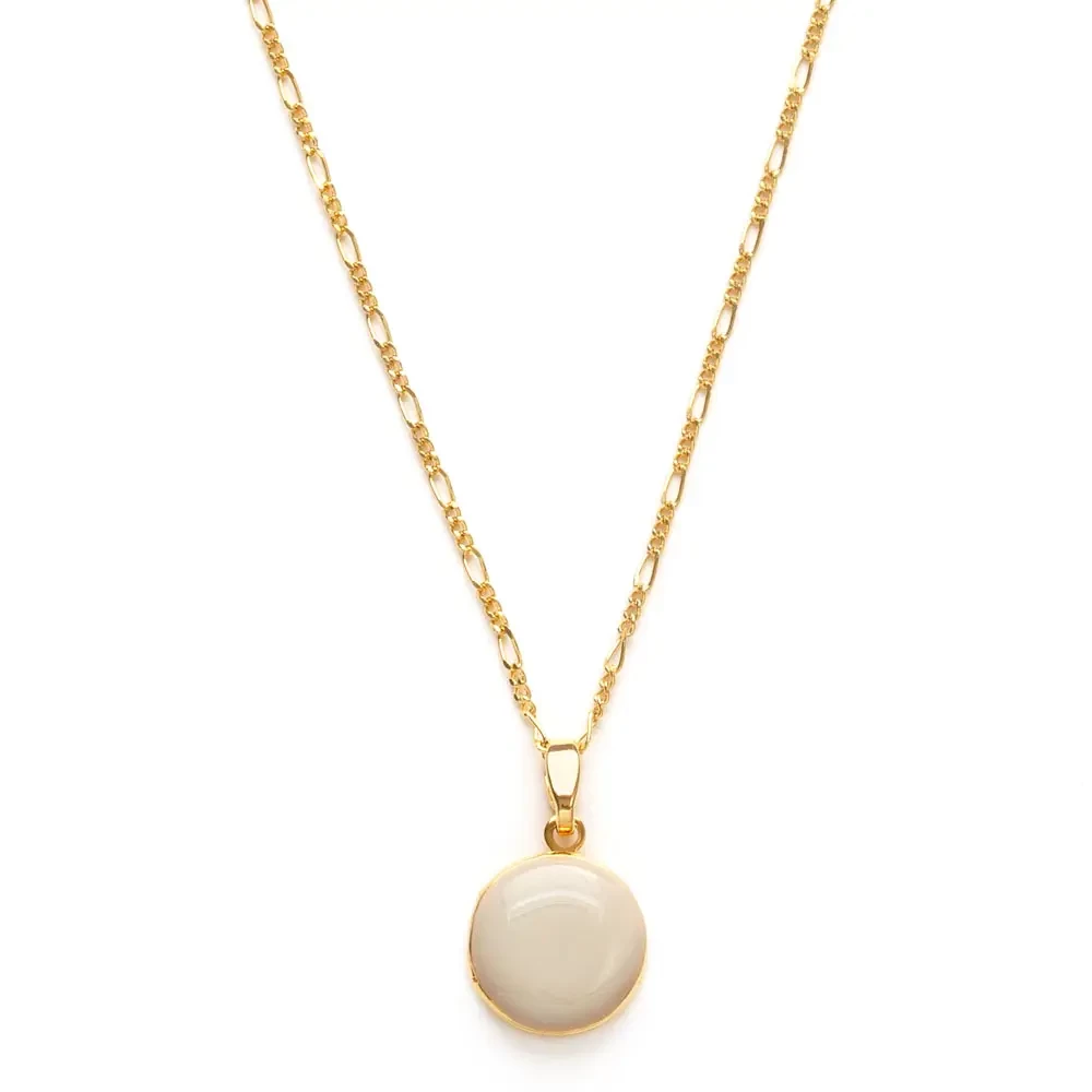 Amano Studio Necklaces Beige Round Locket Necklace 3 Amano Studio Necklaces Beige Round Locket Necklace