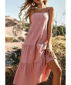 J+j Dresses Pink Tie Texture Shoulder Dress