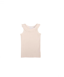 Jamie Kay Rose Quartz Organic Cotton Pointelle Frill Singlet Top Tops