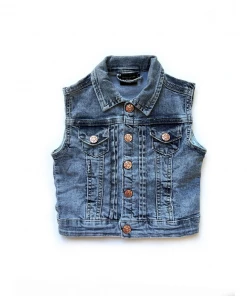 Little Bipsy Outerwear Light Wash Denim Vest
