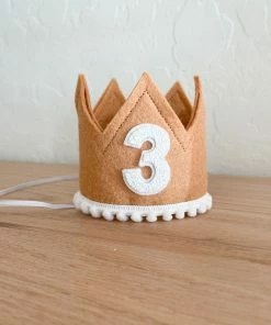 Cutest Little Party # 3 Toast Felt + White Pom Trim + White Crown