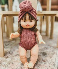 Dolls + Plushies Dusty Mauve Knotted Minikane Turban Hat