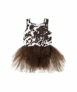 I Love Plum Cow Print Suede Tank Tutu Dress Dresses