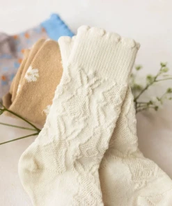 Olivia J Textured Bunny Cream Socks