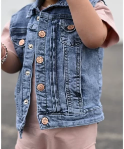 Little Bipsy Outerwear Light Wash Denim Vest