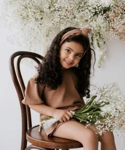 Jamie Kay Knits Light Russet Organic Cotton Waffle Knit Top