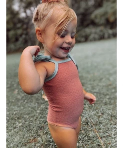 Minikane Overalls + Rompers Bright Pink + Aqua Romper