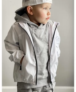 Little Bipsy White Pullover Windbreaker Outerwear