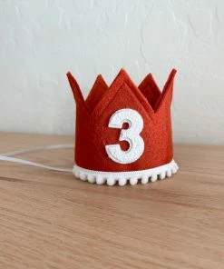 Cutest Little Party Party Time # 3 Copper Felt + White Pom Trim + White Crown