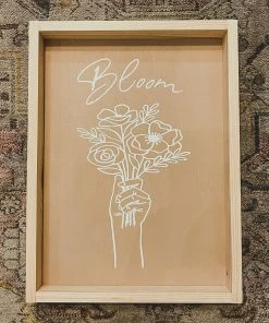 Emrose Bloom Floral Bouquet Taupe Sign Decor