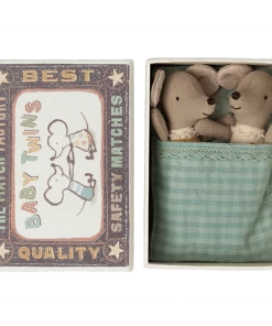 Maileg Dolls + Plushies Baby Twin Mice In A Box Toy