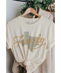 J+j Graphic Tees Howdy Texas Rope Cream Tee