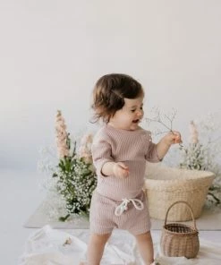 Jamie Kay Dusky Rose Organic Cotton Waffle Set Short Bloomers