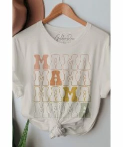 J+j Graphic Tees Mama Stacked Oversized Cream Tee