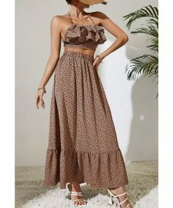 J+j Cheetah Two Piece Top + Skirt Set