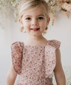 Jamie Kay Amelie Floral Organic Cotton Pincord Ruby Romper Overalls + Rompers