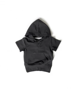 Little Bipsy Black Short Sleeve Hoodie Tops