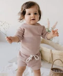 Jamie Kay Dusky Rose Organic Cotton Waffle Set Short Bloomers
