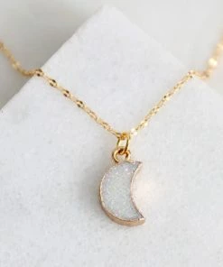 Mesa Blue Druzy Crescent Necklace Necklaces