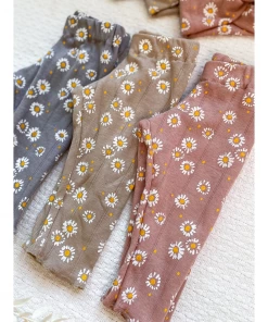 Evelina Apparel Beige Daisy Jersey Leggings Bottoms