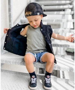 Little Bipsy Black Wash Denim Vest Outerwear
