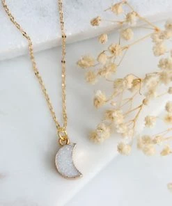 Mesa Blue Druzy Crescent Necklace Necklaces