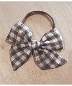 Mae + Skye Toffee Check Oversized Pinwheel Nylon Headband Headwear