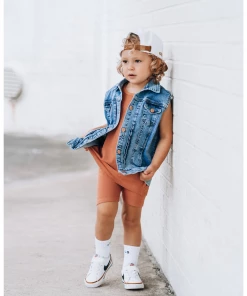 Little Bipsy Outerwear Light Wash Denim Vest