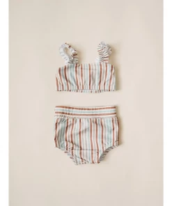 Orcas Lucille Summer Stripes Strap Bandeau Bikini Set Swim