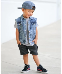 Little Bipsy Outerwear Light Wash Denim Vest