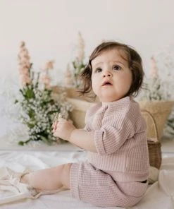 Jamie Kay Dusky Rose Organic Cotton Waffle Set Short Bloomers