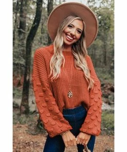 J+j Tops Rust Bubble Knit Sweater