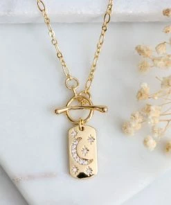 Mesa Blue Moon + Stars Rectangle Toggle Necklace