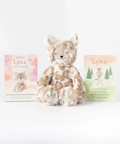 Slumberkins Spotted Beige Lynx Snuggler - Self Expression Collection Books + Puzzles