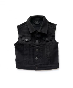 Little Bipsy Black Wash Denim Vest Outerwear