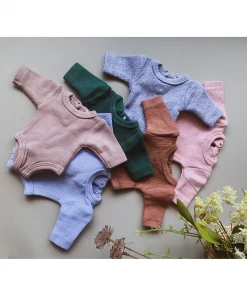 Light Blue Ribbed Long Sleeve Romper Minikane Clothing