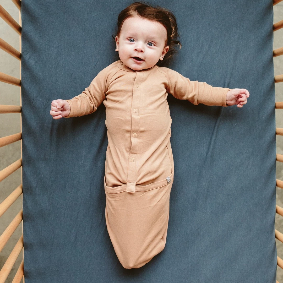 Goumi Kids Sandstone Convertible Bamboo Gown Preemie + Newborn 7 Goumi Kids Sandstone Convertible Bamboo Gown Preemie + Newborn
