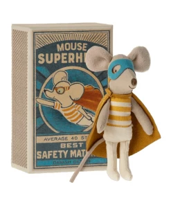 Maileg Super Hero Mouse Little Brother In A Matchbox Toy Dolls + Plushies