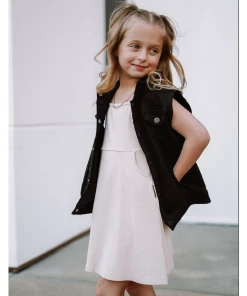 Little Bipsy Black Wash Denim Vest Outerwear