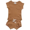Mebie Baby Mustard Ribbed Shorts Organic Cotton Set