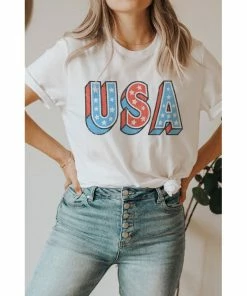 J+j Usa Star White America Tee Graphic Tees