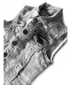 Little Bipsy Outerwear Grey Wash Denim Vest