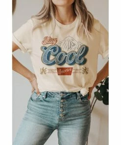 J+j Stay Cool Cream America Tee Graphic Tees