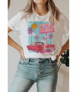 J+j Hotel California White Tee Graphic Tees